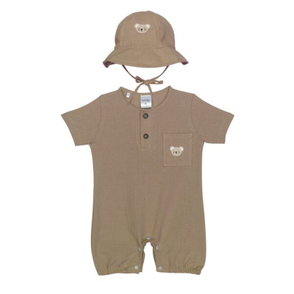 Dialogue Baby Romper With Bucket Hat