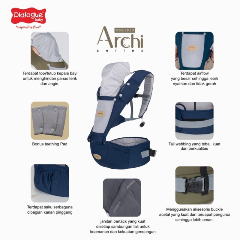 Dialogue Baby Gendongan Hipseat Airflow 7 In 1 Archi Series - Image 4