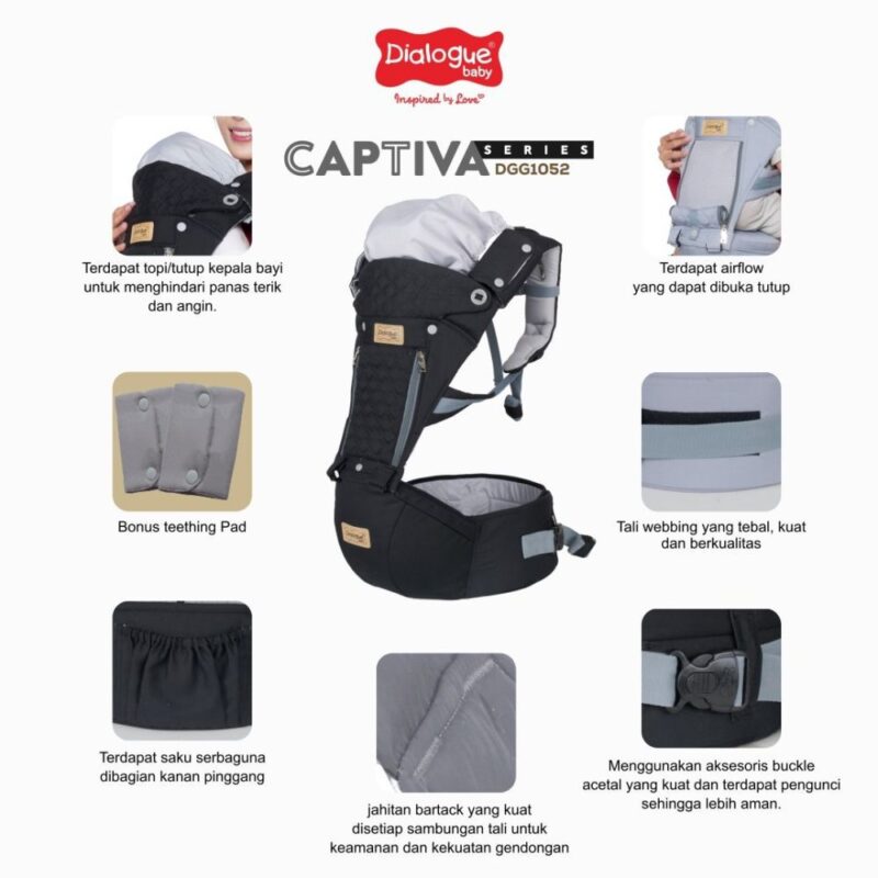 Dialogue Baby Gendongan Hipseat Airflow 7 In 1 Captiva Series - Image 4