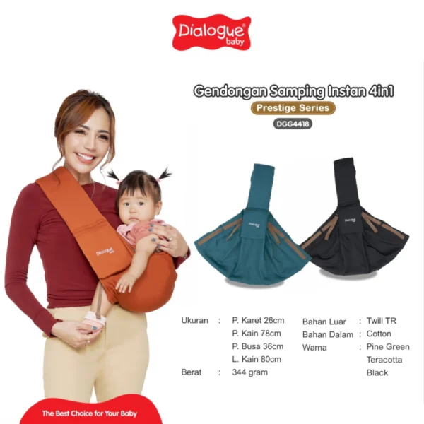 Dialogue Baby Gendongan Samping Instan 4 in 1 Prestige Series - Gambar 2