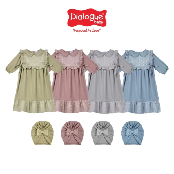 Dialogue Baby Apparel Azura Gamis Set Turban Bayi - Gambar 2